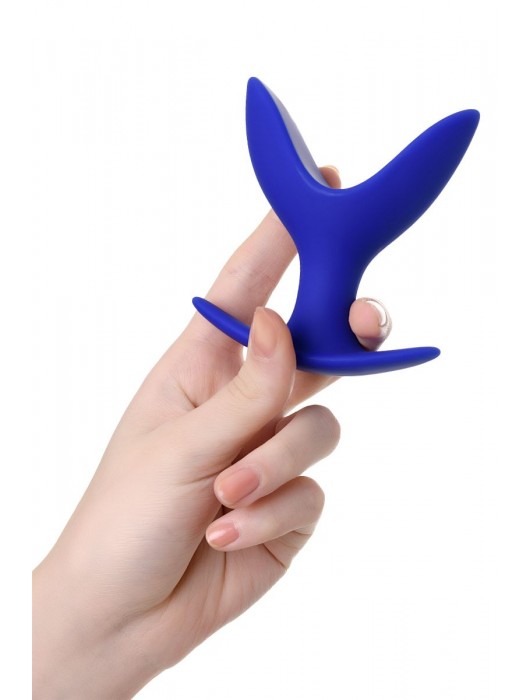 Синяя силиконовая расширяющая анальная втулка Bloom - 9 см. - ToyFa