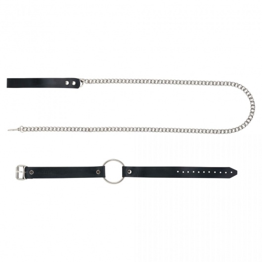 Черный поводок и чокер с кольцом Rada - Rebelts - купить с доставкой в Новокуйбышевске