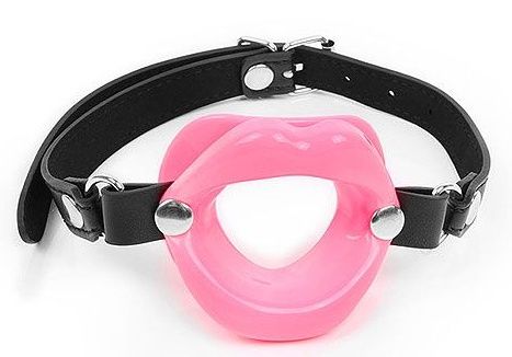 Розовый кляп-губки на черном ремешке - Notabu - купить с доставкой в Новокуйбышевске