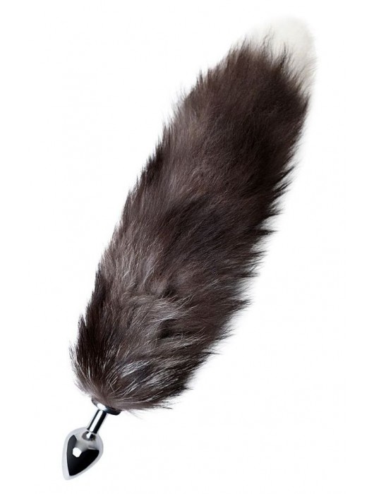 Серебристая металлическая анальная втулка с хвостом чернобурой лисы - размер S - ToyFa - купить с доставкой в Новокуйбышевске
