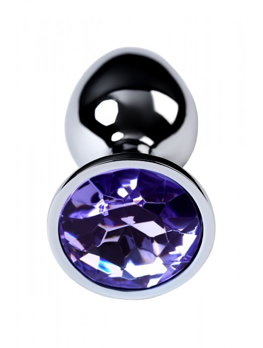 Серебристая конусовидная анальная пробка с фиолетовым кристаллом - 7 см. - ToyFa - купить с доставкой в Новокуйбышевске