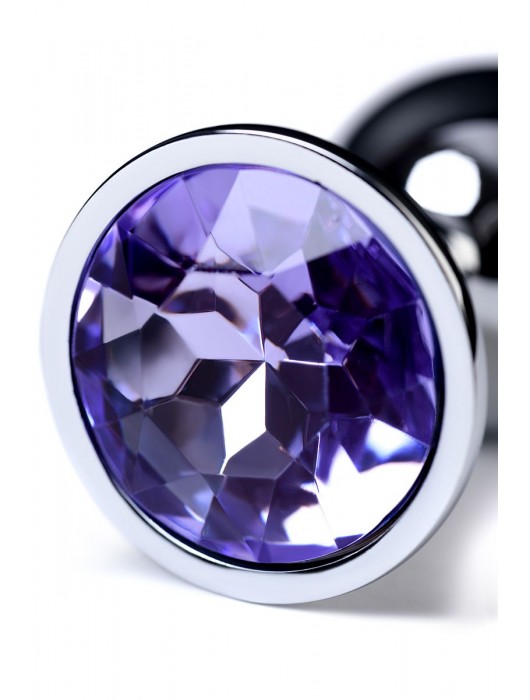 Серебристая конусовидная анальная пробка с фиолетовым кристаллом - 7 см. - ToyFa - купить с доставкой в Новокуйбышевске