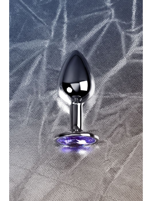 Серебристая конусовидная анальная пробка с фиолетовым кристаллом - 7 см. - ToyFa - купить с доставкой в Новокуйбышевске