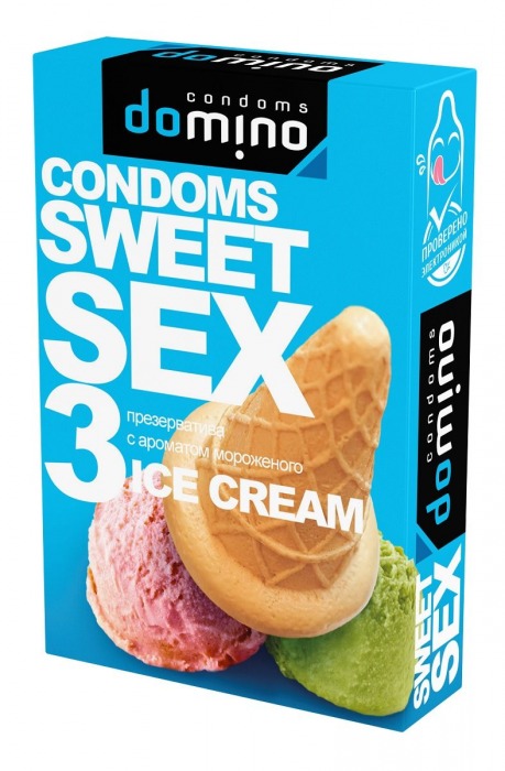 Презервативы для орального секса DOMINO Sweet Sex с ароматом мороженого - 3 шт. - Domino - купить с доставкой в Новокуйбышевске