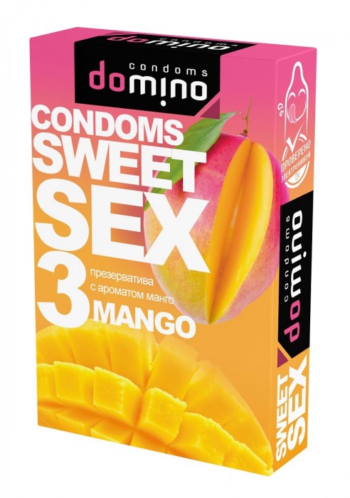 Презервативы для орального секса DOMINO Sweet Sex с ароматом манго - 3 шт. - Domino - купить с доставкой в Новокуйбышевске