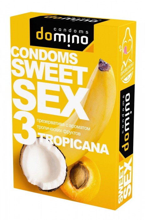 Презервативы для орального секса DOMINO Sweet Sex с ароматом тропических фруктов - 3 шт. - Domino - купить с доставкой в Новокуйбышевске