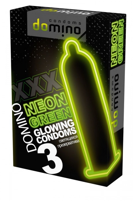 Презервативы DOMINO Neon Green со светящимся в темноте кончиком - 3 шт. - Domino - купить с доставкой в Новокуйбышевске