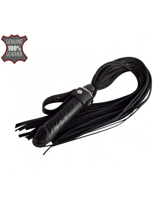 Черная плеть  Ковбой  с ручкой-фаллосом - 55 см. - Sitabella - купить с доставкой в Новокуйбышевске