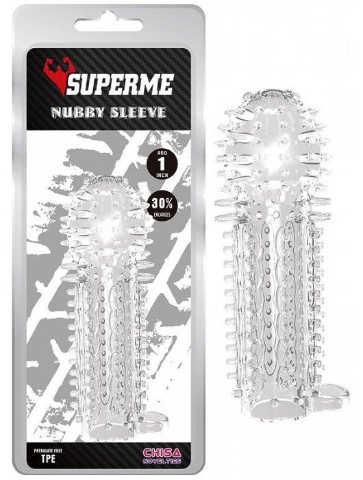 Закрытая прозрачная насадка на пенис с шипиками Nubby Sleeve - 14,5 см. - Chisa - в Новокуйбышевске купить с доставкой