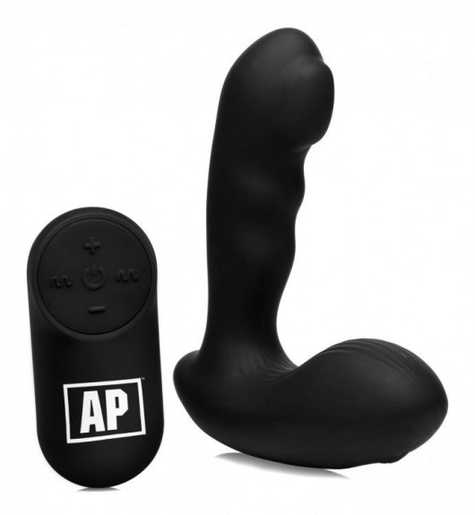 Черный стимулятор простаты Alpha-Pro 7X P-Milker Silicone Prostate Stimulator with Milking Bead - XR Brands - в Новокуйбышевске купить с доставкой
