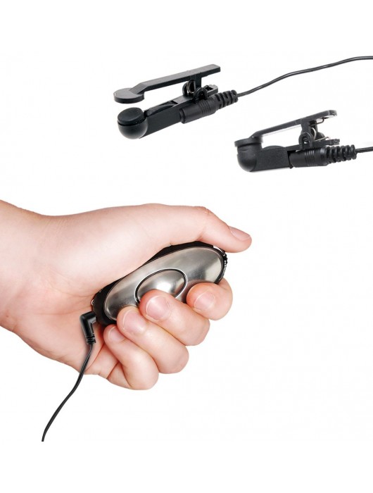 Черные электрические зажимы для сосков Shock Therapy Nipple Clamps - Pipedream - купить с доставкой в Новокуйбышевске