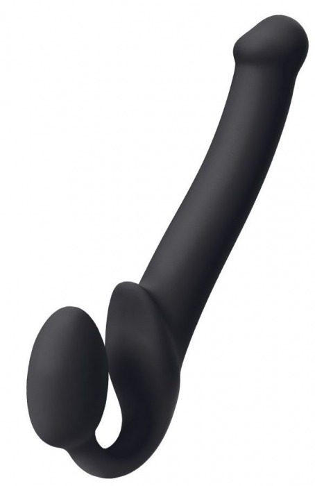 Черный безремневой страпон Silicone Bendable Strap-On M - Strap-on-me - купить с доставкой в Новокуйбышевске