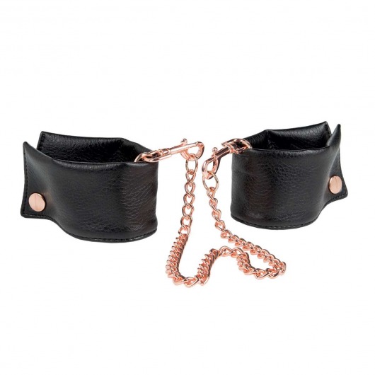 Черные мягкие наручники Entice French Cuffs с цепью - California Exotic Novelties - купить с доставкой в Новокуйбышевске