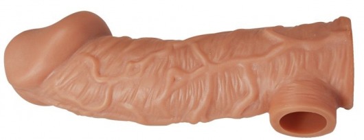 Телесная насадка на фаллос с отверстием для мошонки EXTREME SLEEVE - 17,6 см. - KOKOS - в Новокуйбышевске купить с доставкой