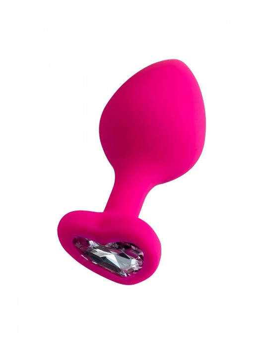 Розовая анальная втулка Diamond Heart с прозрачным кристаллом - 8 см. - ToyFa - купить с доставкой в Новокуйбышевске