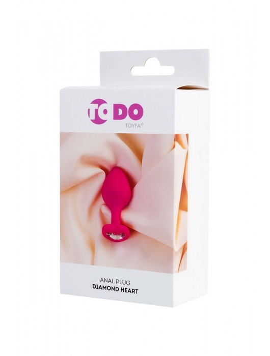 Розовая анальная втулка Diamond Heart с прозрачным кристаллом - 8 см. - ToyFa - купить с доставкой в Новокуйбышевске