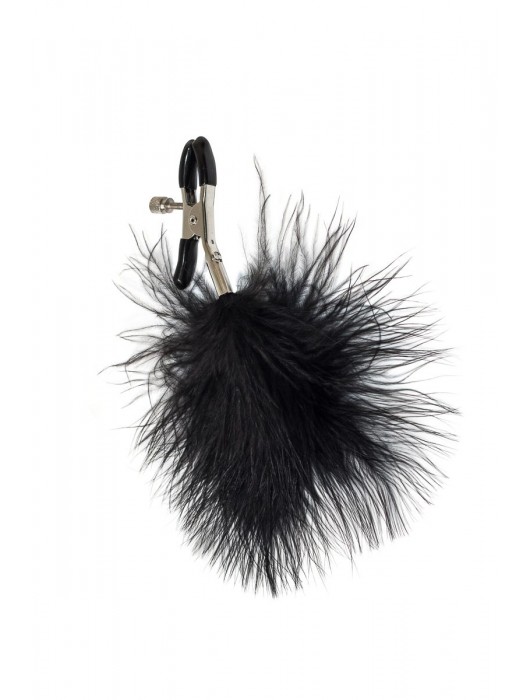 Зажимы на соски с черным пухом Euphoric - Lola Games - купить с доставкой в Новокуйбышевске