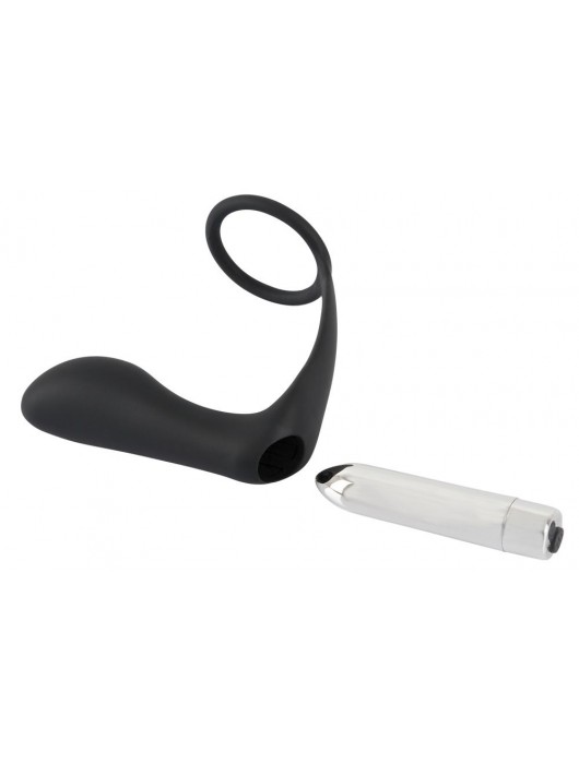 Черное эрекционное кольцо с анальной вибропробкой Vibrating Ring   Plug - Orion - в Новокуйбышевске купить с доставкой