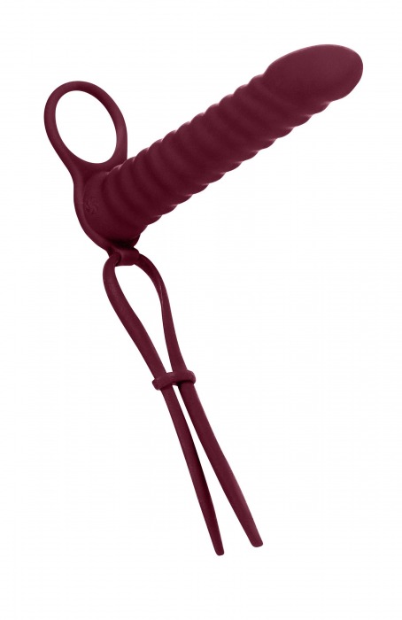 Бордовая вибронасадка для двойного проникновения Rori - 17 см. - Lola Games - купить с доставкой в Новокуйбышевске