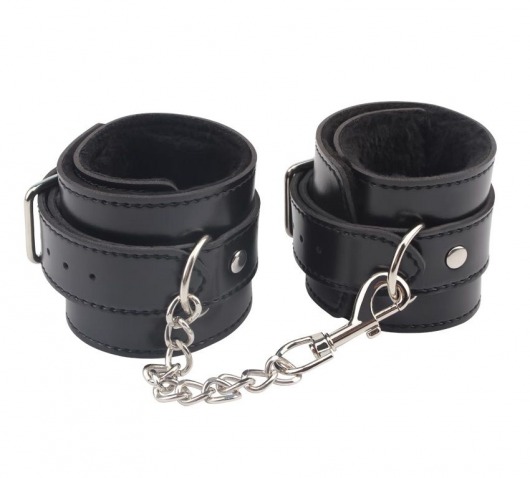 Черные оковы на ноги Obey Me Leather Ankle Cuffs - Chisa - купить с доставкой в Новокуйбышевске