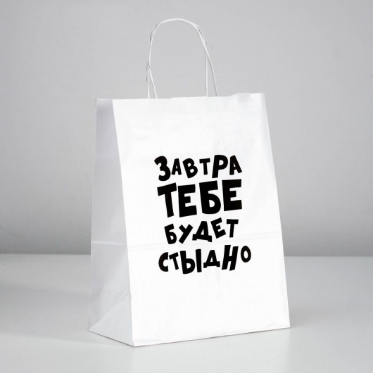 Подарочный пакет  Завтра тебе будет стыдно  - 30 х 24 см. - UPAK LAND - купить с доставкой в Новокуйбышевске