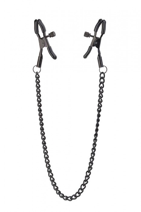 Черные зажимы на соски на цепочке BLAZE DELUXE NIPPLE CLAMPS - Dream Toys - купить с доставкой в Новокуйбышевске