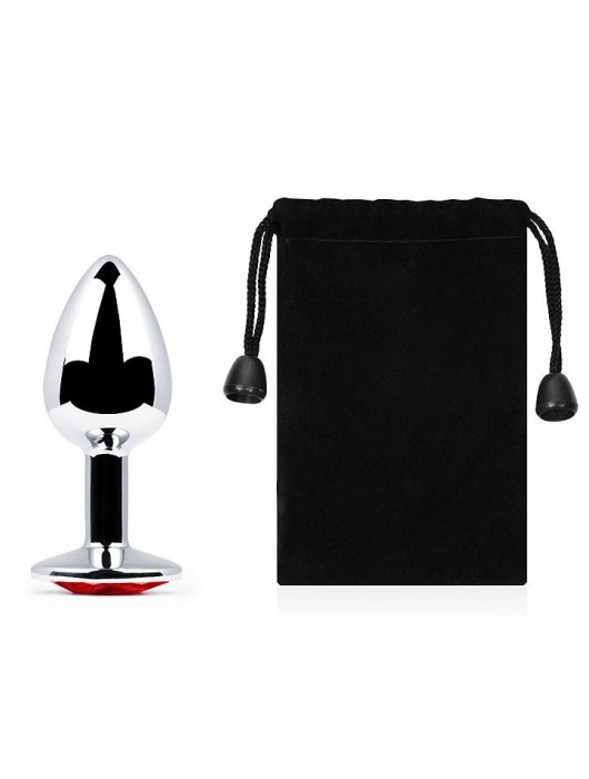 Серебристая анальная пробка с красным стразом - 7,2 см. - Anal Jewelry Plug - купить с доставкой в Новокуйбышевске