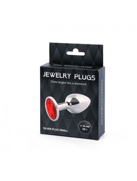 Серебристая анальная пробка с красным стразом - 7,2 см. - Anal Jewelry Plug - купить с доставкой в Новокуйбышевске
