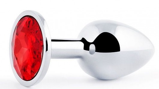 Серебристая анальная пробка с красным стразом - 7,2 см. - Anal Jewelry Plug - купить с доставкой в Новокуйбышевске