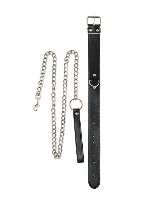 Черный ошейник с поводком Wild - Lola Games - купить с доставкой в Новокуйбышевске