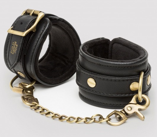 Черные наручники Bound to You Faux Leather Wrist Cuffs - Fifty Shades of Grey - купить с доставкой в Новокуйбышевске