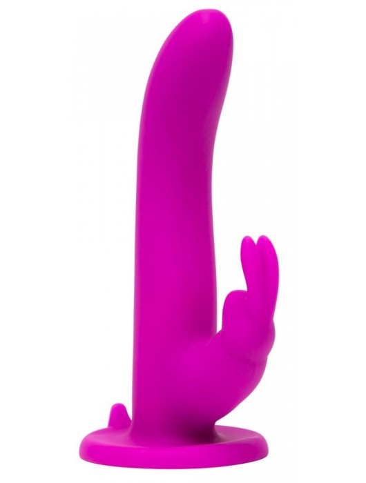 Лиловый страпон Rechargeable Vibrating Strap-On Harness Set - 17,6 см. - Happy Rabbit - купить с доставкой в Новокуйбышевске