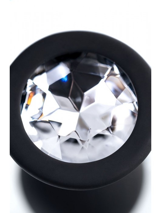 Черная анальная втулка с прозрачным стразом - 7,2 см. - POPO Pleasure - купить с доставкой в Новокуйбышевске