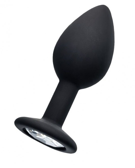 Черная анальная втулка с прозрачным стразом - 7,2 см. - POPO Pleasure - купить с доставкой в Новокуйбышевске