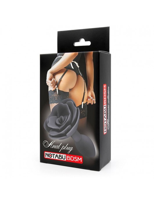 Черная гладкая анальная втулка-роза - Notabu - купить с доставкой в Новокуйбышевске