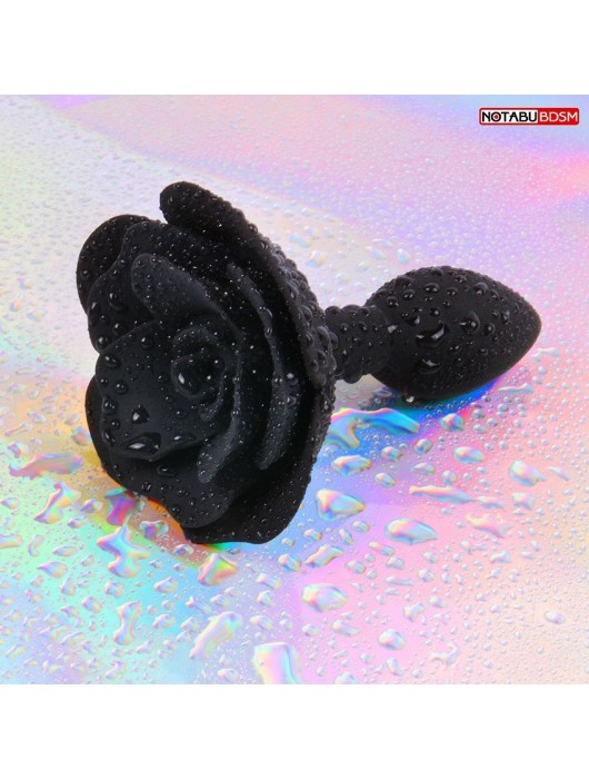 Черная гладкая анальная втулка-роза - Notabu - купить с доставкой в Новокуйбышевске