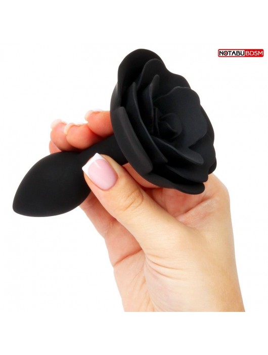 Черная гладкая анальная втулка-роза - Notabu - купить с доставкой в Новокуйбышевске