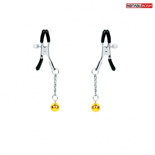 Оригинальные зажимы на соски с желтыми шариками - Notabu - купить с доставкой в Новокуйбышевске