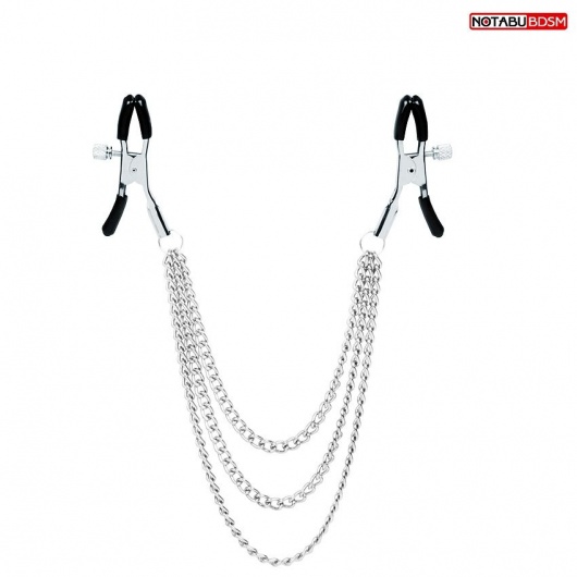Оригинальные зажимы на соски с тройной цепочкой - Notabu - купить с доставкой в Новокуйбышевске