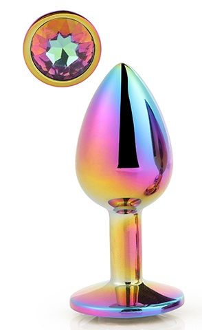 Голографическая анальная втулка с радужным кристаллом - 7,1 см. - Dream Toys - купить с доставкой в Новокуйбышевске