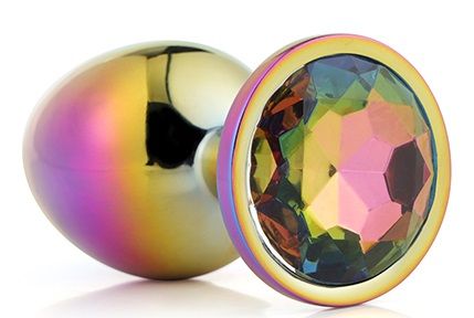 Голографическая анальная втулка с радужным кристаллом - 7,1 см. - Dream Toys - купить с доставкой в Новокуйбышевске
