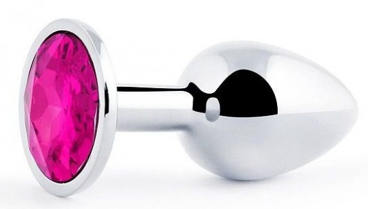 Серебристая анальная пробка с малиновым кристаллом - 7,2 см. - Anal Jewelry Plug - купить с доставкой в Новокуйбышевске