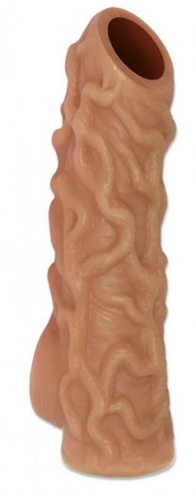 Телесная насадка с венками и открытой головкой Nude Sleeve M - 12 см. - KOKOS - в Новокуйбышевске купить с доставкой