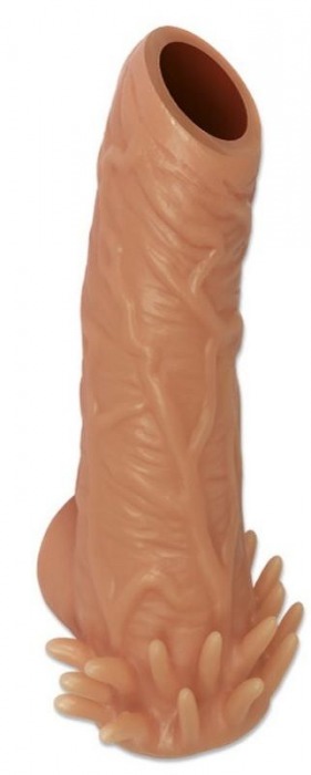 Телесная насадка с усиками и открытой головкой Nude Sleeve L - 14 см. - KOKOS - в Новокуйбышевске купить с доставкой