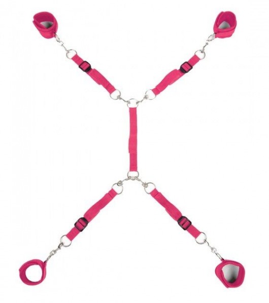 Ярко-розовый набор фиксаций на кровати Classic Bed Spreader - Lux Fetish - купить с доставкой в Новокуйбышевске