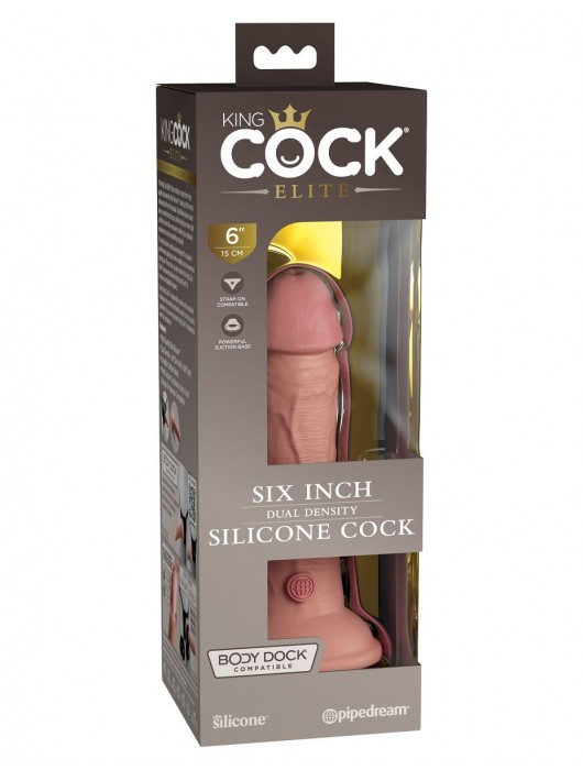 Телесный фаллоимитатор 6  Silicone Dual Density Cock - 17 см. - Pipedream