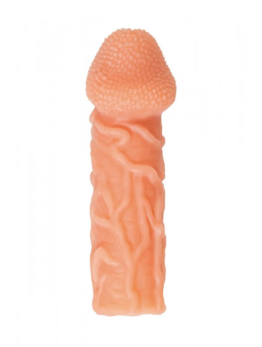 Телесная закрытая насадка с венками Cock Sleeve Size S - 13,8 см. - KOKOS - в Новокуйбышевске купить с доставкой