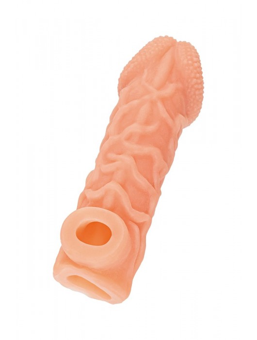 Телесная закрытая насадка с венками Cock Sleeve Size S - 13,8 см. - KOKOS - в Новокуйбышевске купить с доставкой