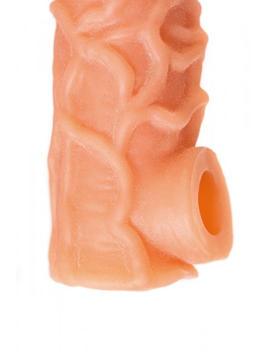 Телесная закрытая насадка с венками Cock Sleeve Size S - 13,8 см. - KOKOS - в Новокуйбышевске купить с доставкой