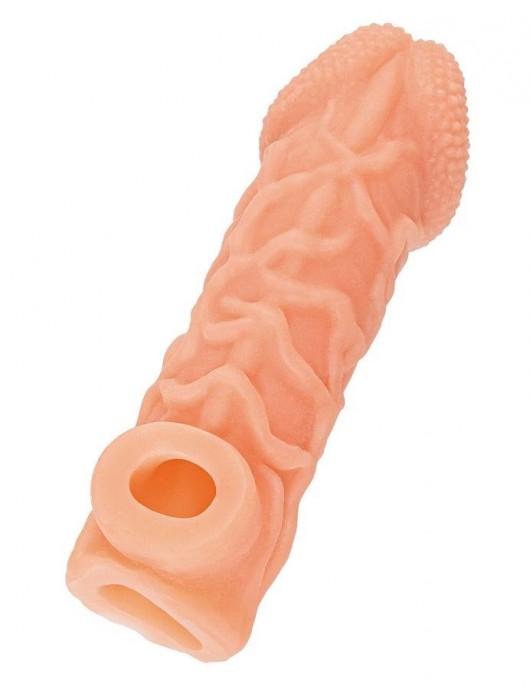 Телесная закрытая насадка с венками Cock Sleeve Size S - 13,8 см. - KOKOS - в Новокуйбышевске купить с доставкой